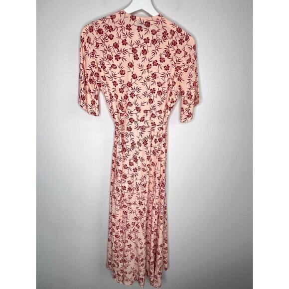 Faithful The Brand x Anthropologie Rivera Pink Floral Midi Wrap Dress Women's 2 - Picture 11 of 13